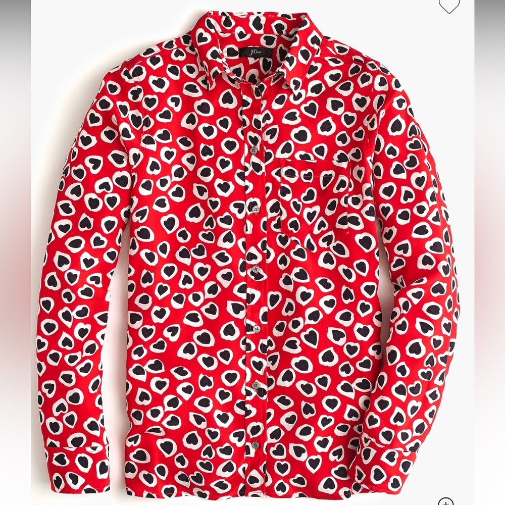J. Crew Silk Hearts Button-Down Shirt